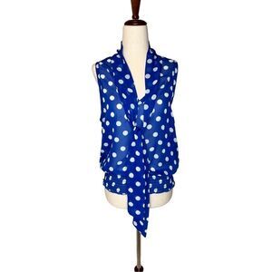 Alex & Jane top women’s size Medium blue white sleeveless sheer tie front blouse